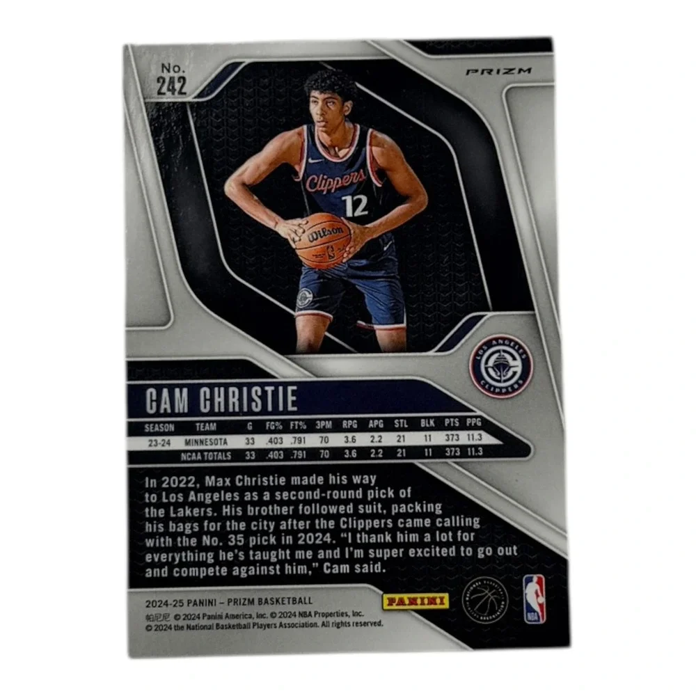 2024-25 Panini Prizm Cam‎ Christie Silver Prizm Rookie Card RC #242 Clippers